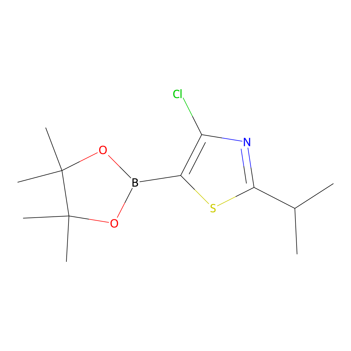 4-Chloro-2-(iso-propyl)thiazole-5-boronic acid pinacol ester molecular structure, CAS 2223054-64-4