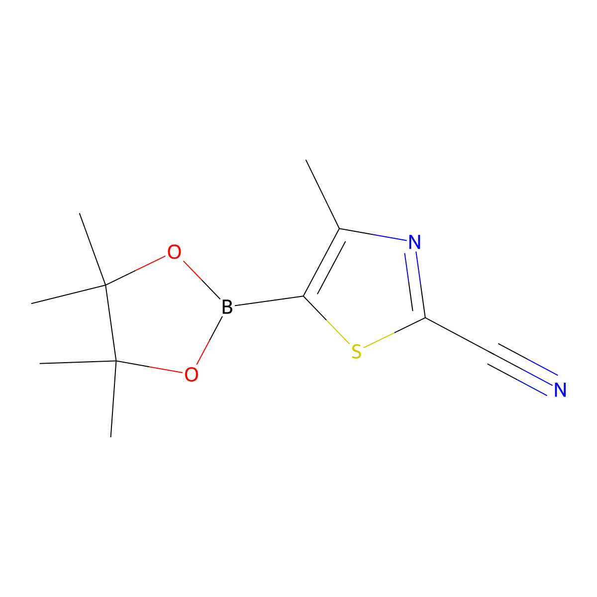 4-Methyl-2-cyanothiazole-5-boronic acid pinacol ester molecular structure, CAS 2223054-69-9