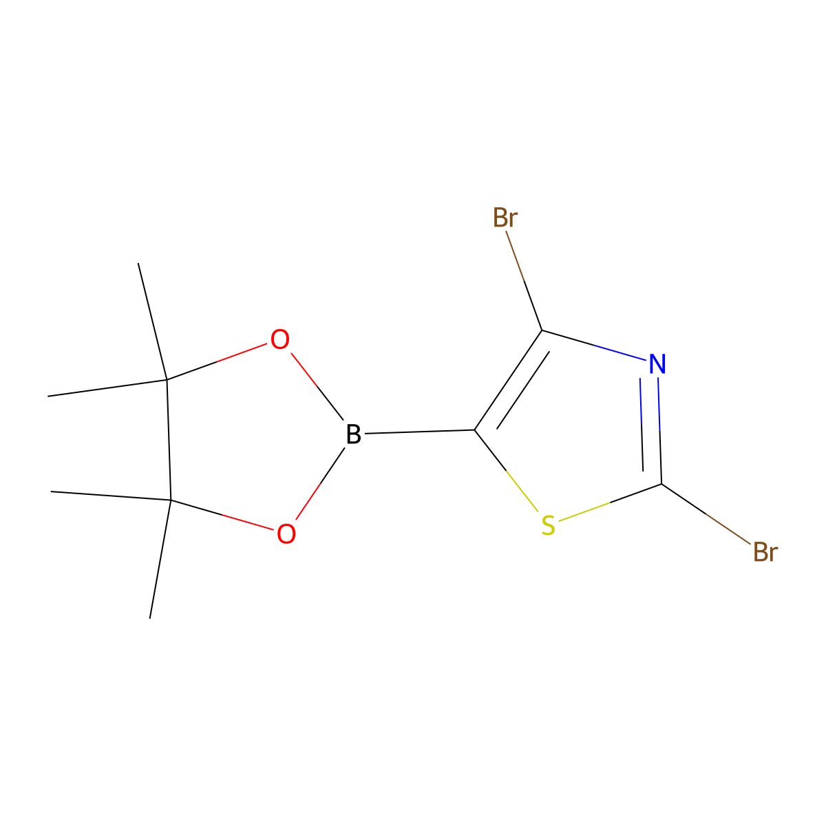 2,4-Dibromothiazole-5-boronic acid pinacol ester molecular structure, CAS 2223054-71-3