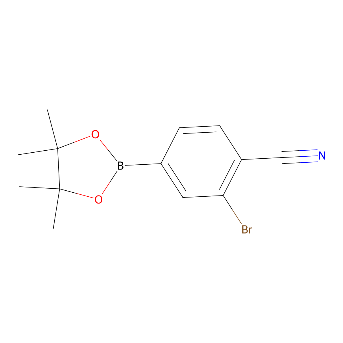 2-Bromo-4-(4,4,5,5-tetramethyl-1,3,2-dioxaborolan-2-yl)benzonitrile molecular structure, CAS 2223054-83-7
