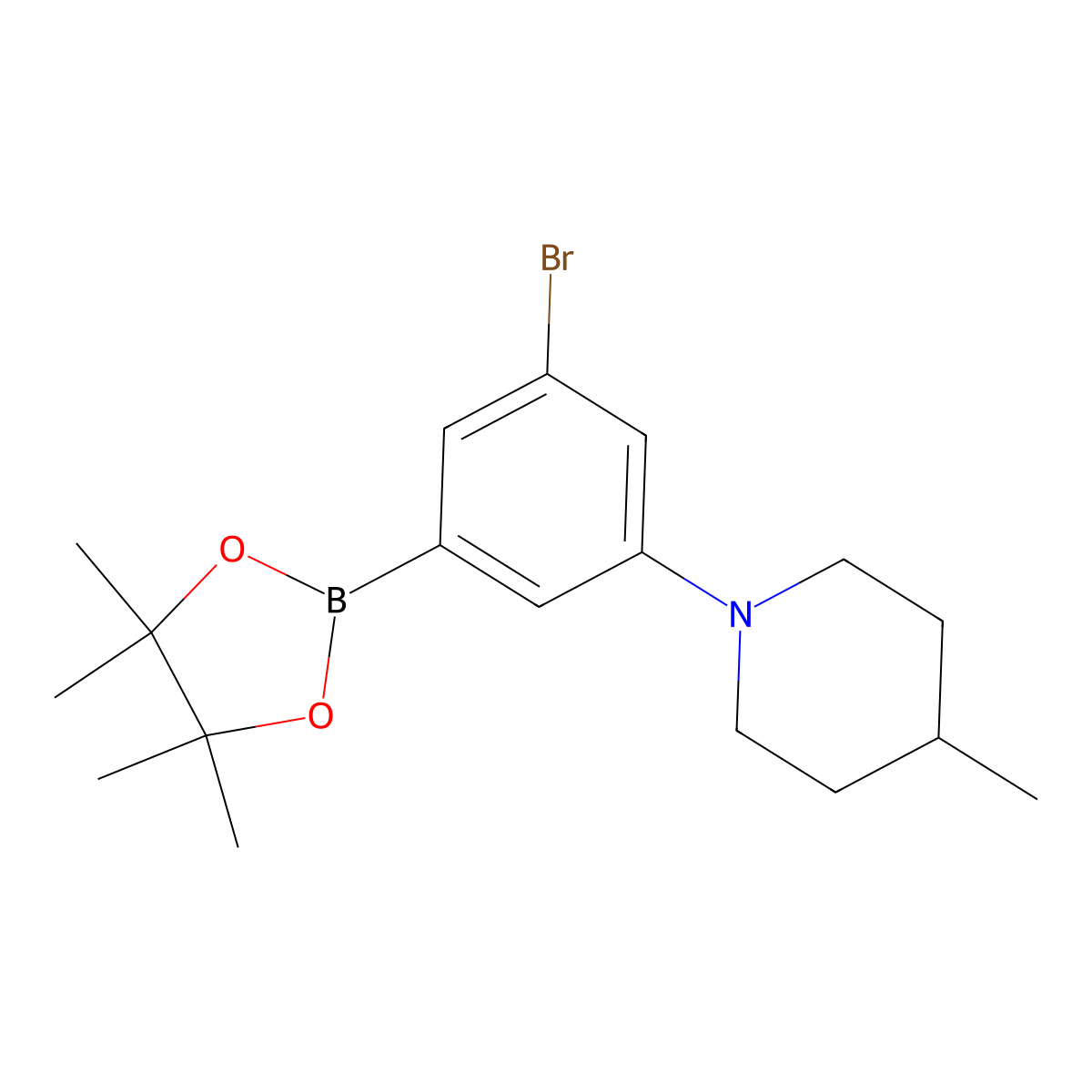 3-Bromo-5-(4-methylpiperidin-1-yl)phenylboronic acid pinacol ester molecular structure, CAS 2223054-89-3