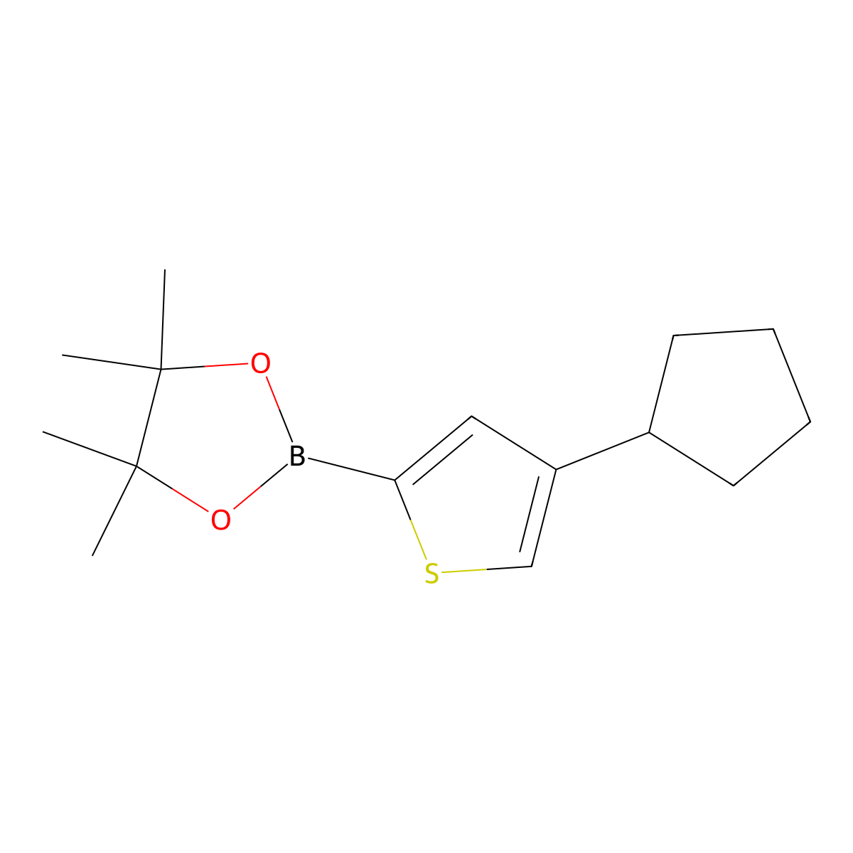 4-(Cyclopentyl)thiophene-2-boronic acid pinacol ester molecular structure, CAS 2223055-39-6