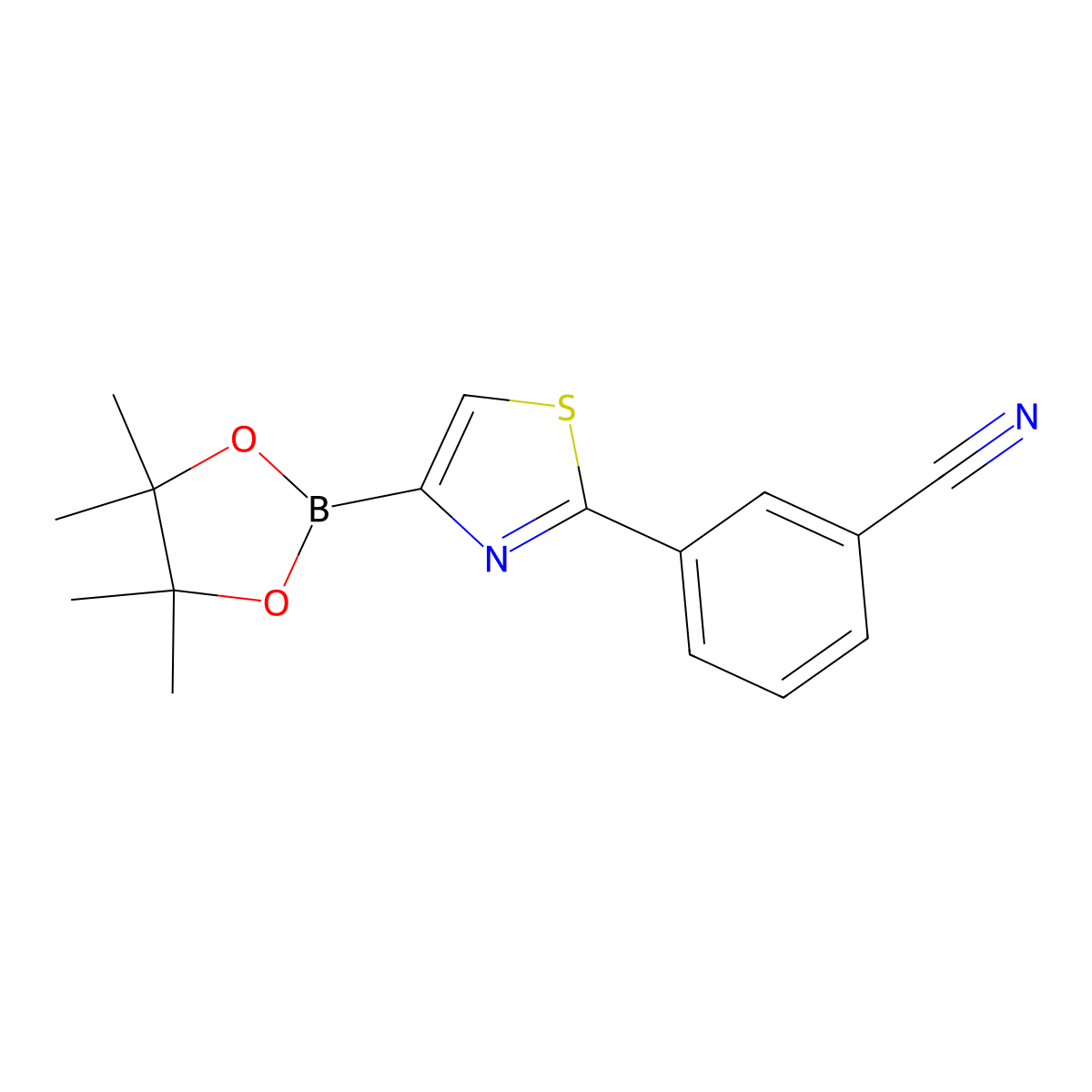 2-(3-Cyanophenyl)thiazole-4-boronic acid pinacol ester molecular structure, CAS 2223055-44-3