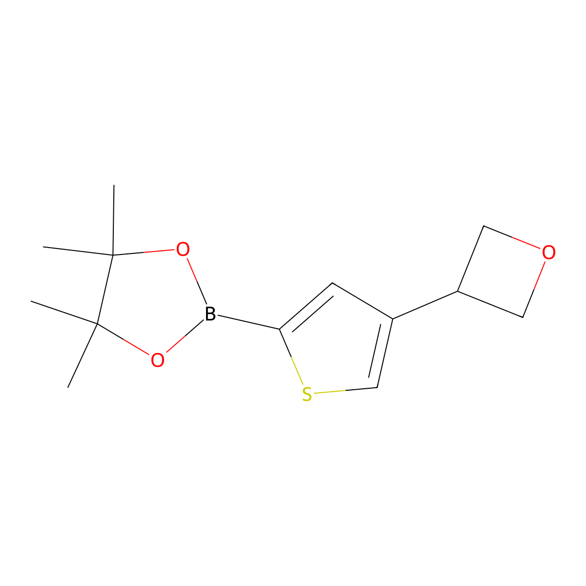 4,4,5,5-Tetramethyl-2-(4-(oxetan-3-yl)thiophen-2-yl)-1,3,2-dioxaborolane molecular structure, CAS 2223055-53-4