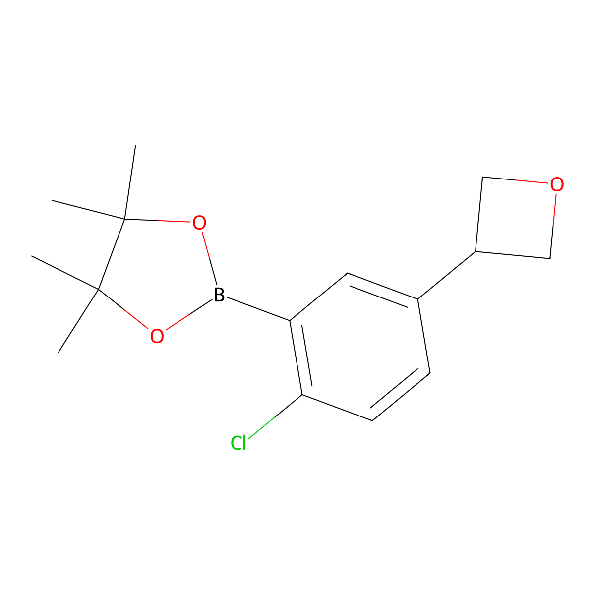 2-(2-Chloro-5-(oxetan-3-yl)phenyl)-4,4,5,5-tetramethyl-1,3,2-dioxaborolane molecular structure, CAS 2223055-55-6