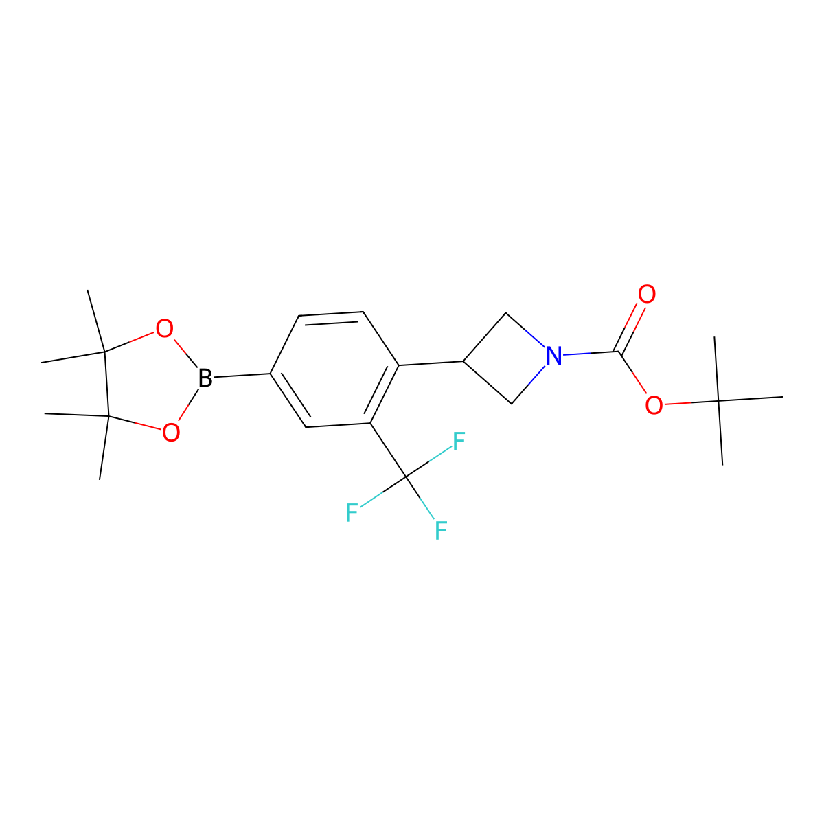 Tert-butyl 3-(4-(4,4,5,5-tetramethyl-1,3,2-dioxaborolan-2-yl)-2-(trifluoromethyl)phenyl)azetidine-1-carboxylate molecular structure, CAS 2223055-58-9