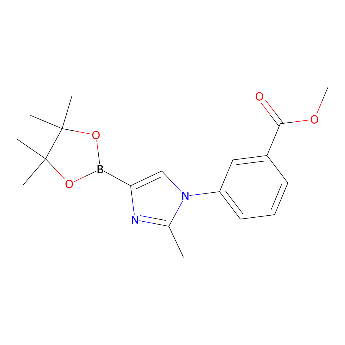methyl 3-(2-methyl-4-(4,4,5,5-tetramethyl-1,3,2-dioxaborolan-2-yl)-1H-imidazol-1-yl)benzoate molecular structure, CAS 2223055-78-3
