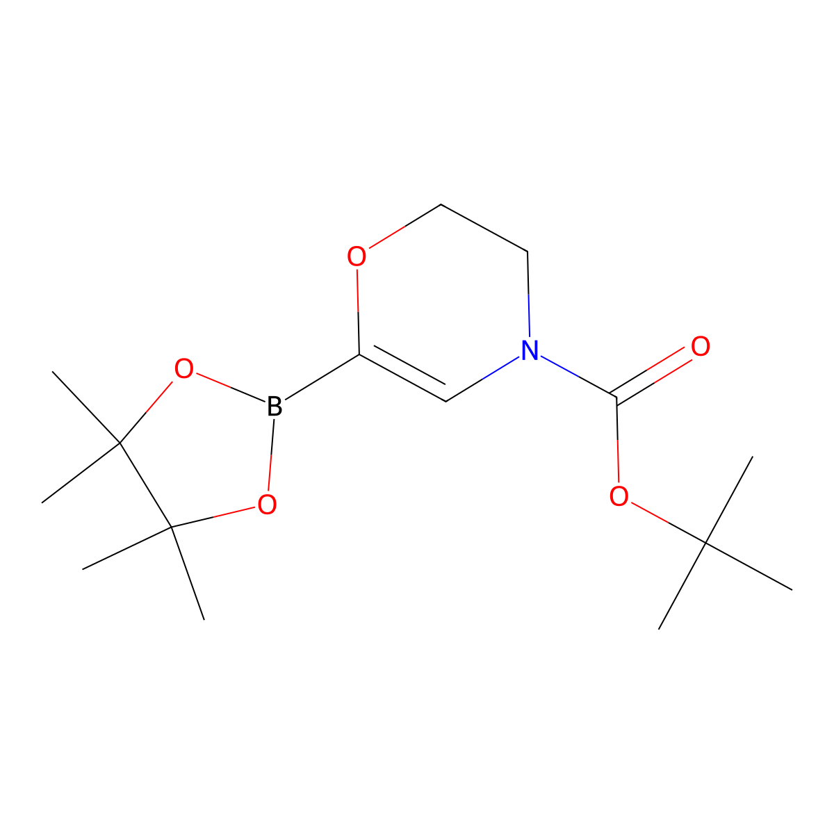 tert-butyl 6-(4,4,5,5-tetramethyl-1,3,2-dioxaborolan-2-yl)-3,4-dihydro-2H-oxazine-4-carboxylate molecular structure, CAS 2223055-83-0