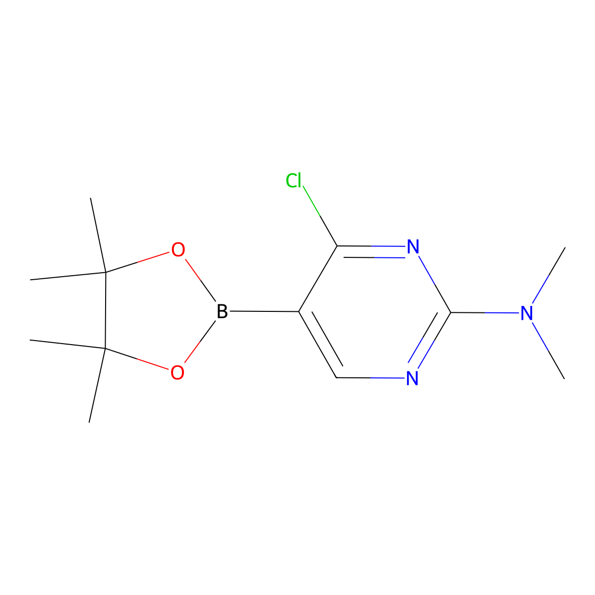 4-Chloro-2-(dimethylamino)pyrimidine-5-boronic acid pinacol ester molecular structure, CAS 2223055-84-1