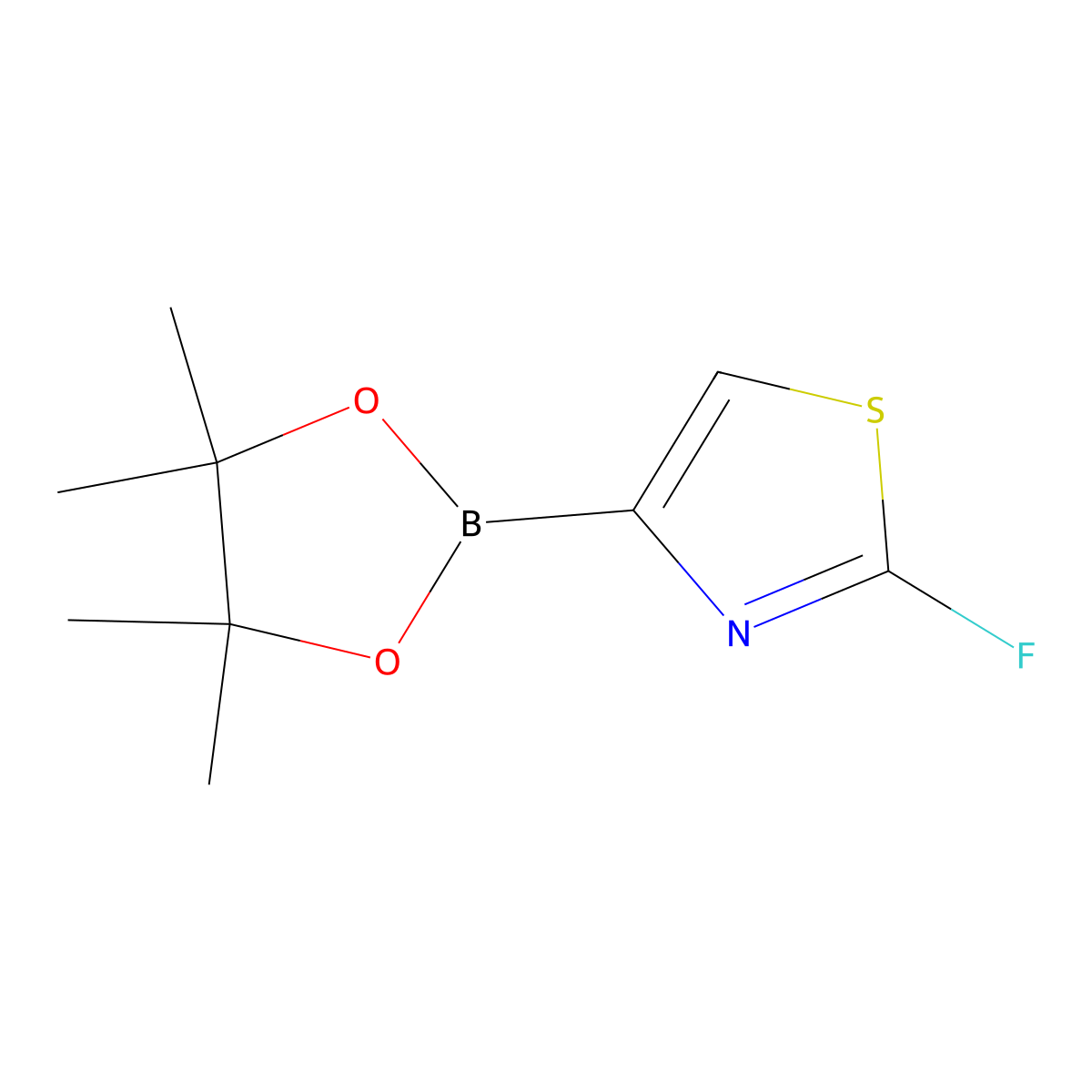 2-Fluoro-4-(4,4,5,5-tetramethyl-1,3,2-dioxaborolan-2-yl)-1,3-thiazole molecular structure, CAS 2223055-95-4