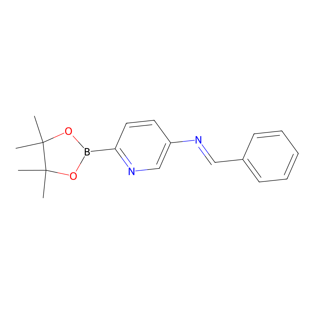 1-Phenyl-n-(6-(4,4,5,5-tetramethyl-1,3,2-dioxaborolan-2-yl)pyridin-3-yl)methanimine molecular structure, CAS 2223056-42-4