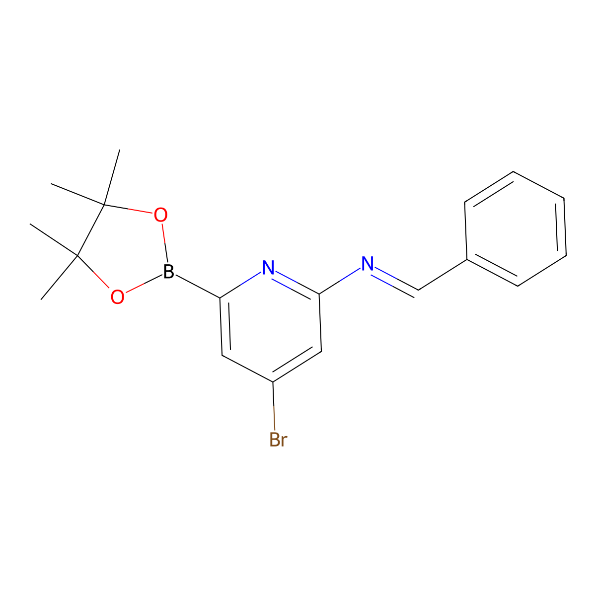 4-Bromo-6-(N-phenylmethylene)pyridine-2-boronic acid pinacol ester molecular structure, CAS 2223056-48-0