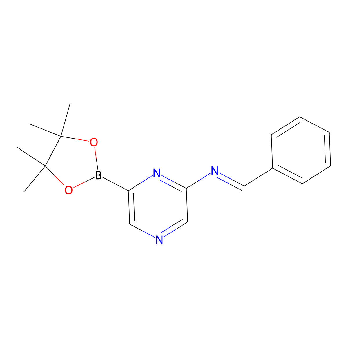6-(N-Phenylmethylene)pyrazine-2-boronic acid pinacol ester molecular structure, CAS 2223056-50-4