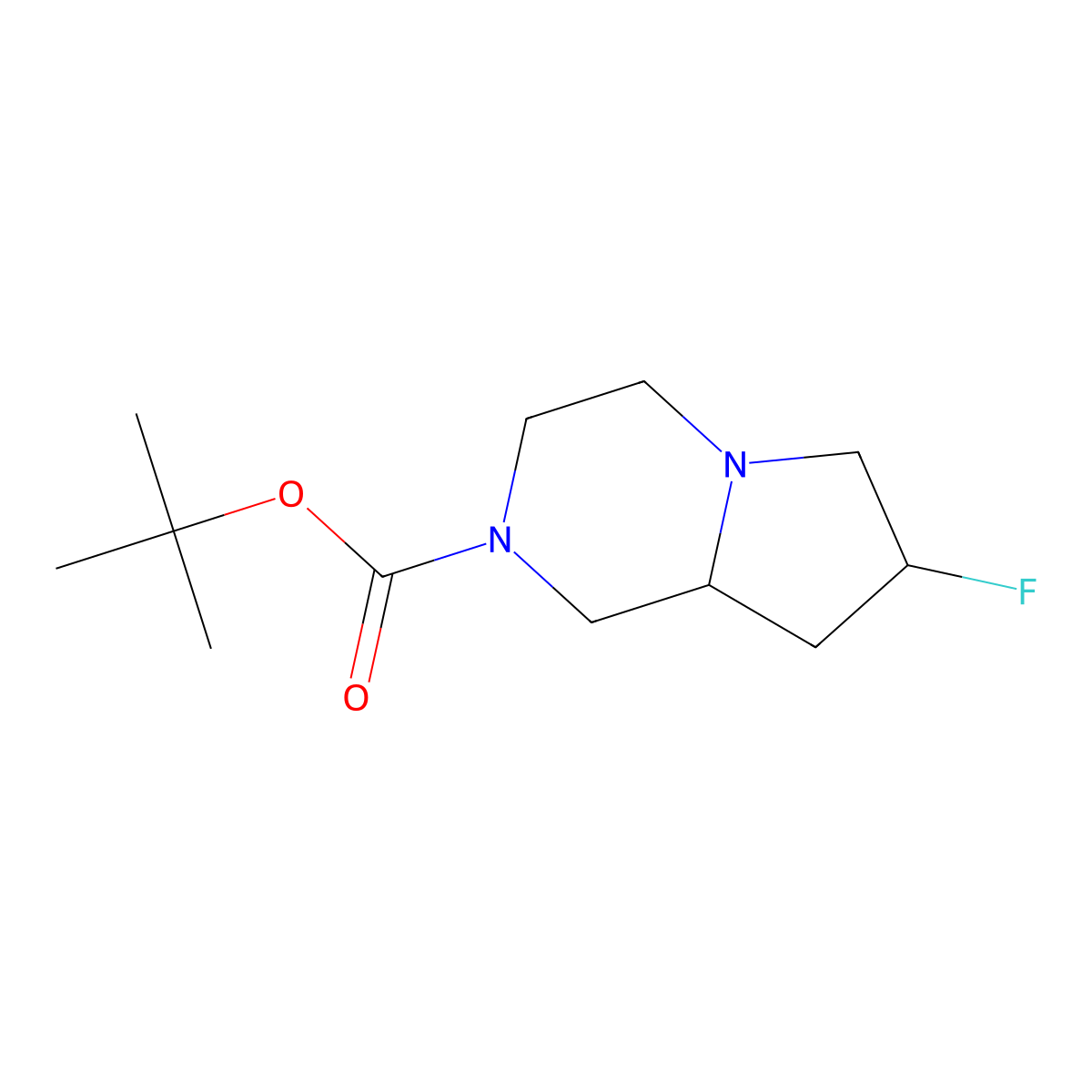 tert-butyl (7S,8aS)-7-fluoro-octahydropyrrolo[1,2-a]piperazine-2-carboxylate molecular structure, CAS 2223077-79-8