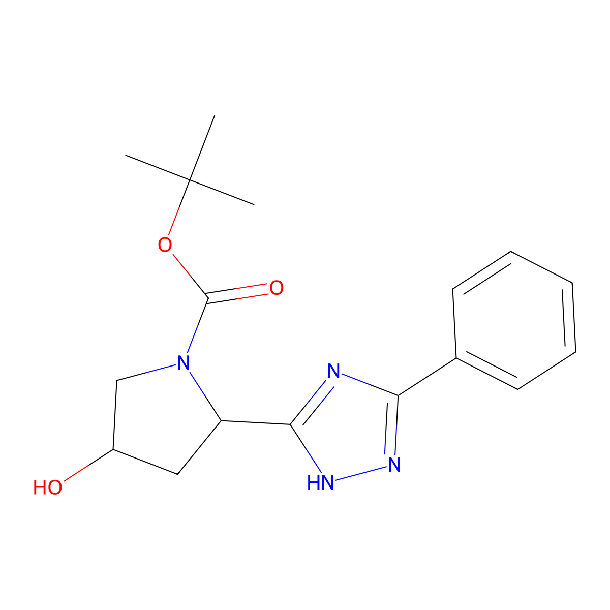 tert-butyl (2S,4R)-4-hydroxy-2-(5-phenyl-1H-1,2,4-triazol-3-yl)pyrrolidine-1-carboxylate molecular structure, CAS 2223097-46-7
