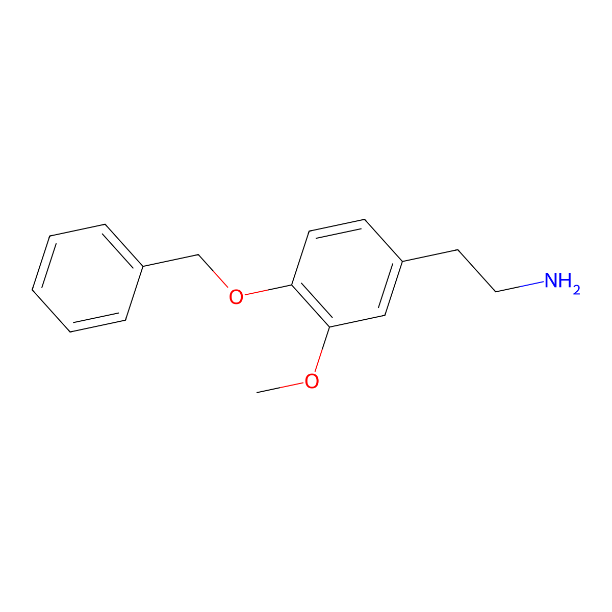 Phenethylamine, 4-(benzyloxy)-3-methoxy- molecular structure, CAS 22231-61-4