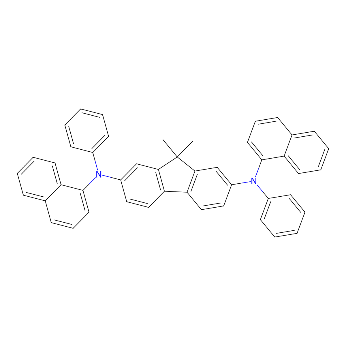 9,9-Dimethyl-N~2~,N~7~-di(naphthalen-1-yl)-N~2~,N~7~-diphenyl-9H-fluorene-2,7-diamine molecular structure, CAS 222319-05-3