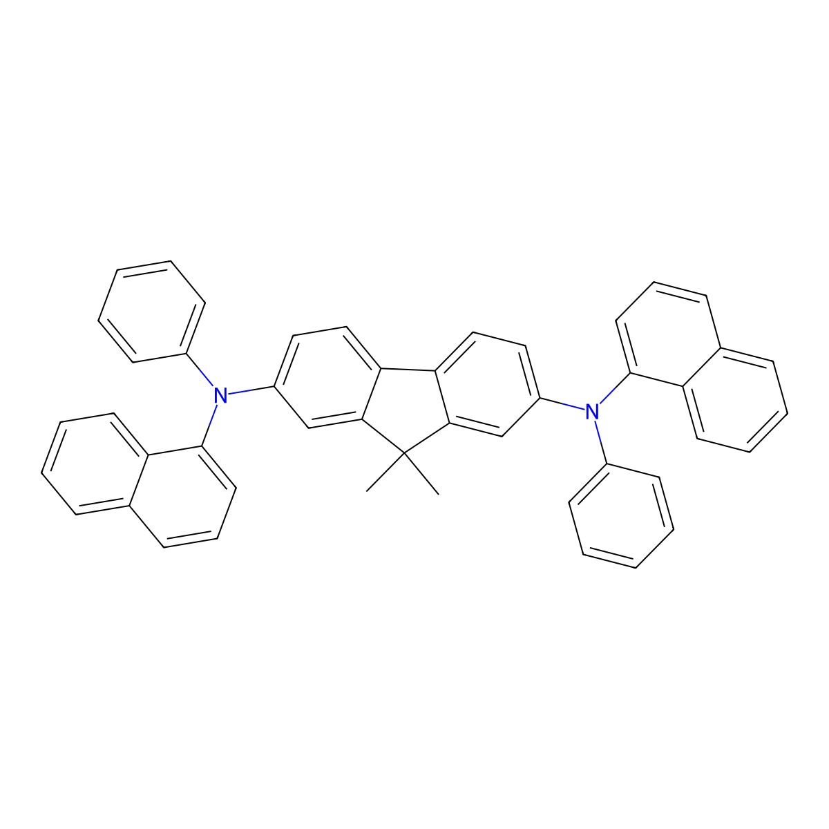 9,9-Dimethyl-N~2~,N~7~-di(naphthalen-1-yl)-N~2~,N~7~-diphenyl-9H-fluorene-2,7-diamine molecular structure, CAS 222319-05-3