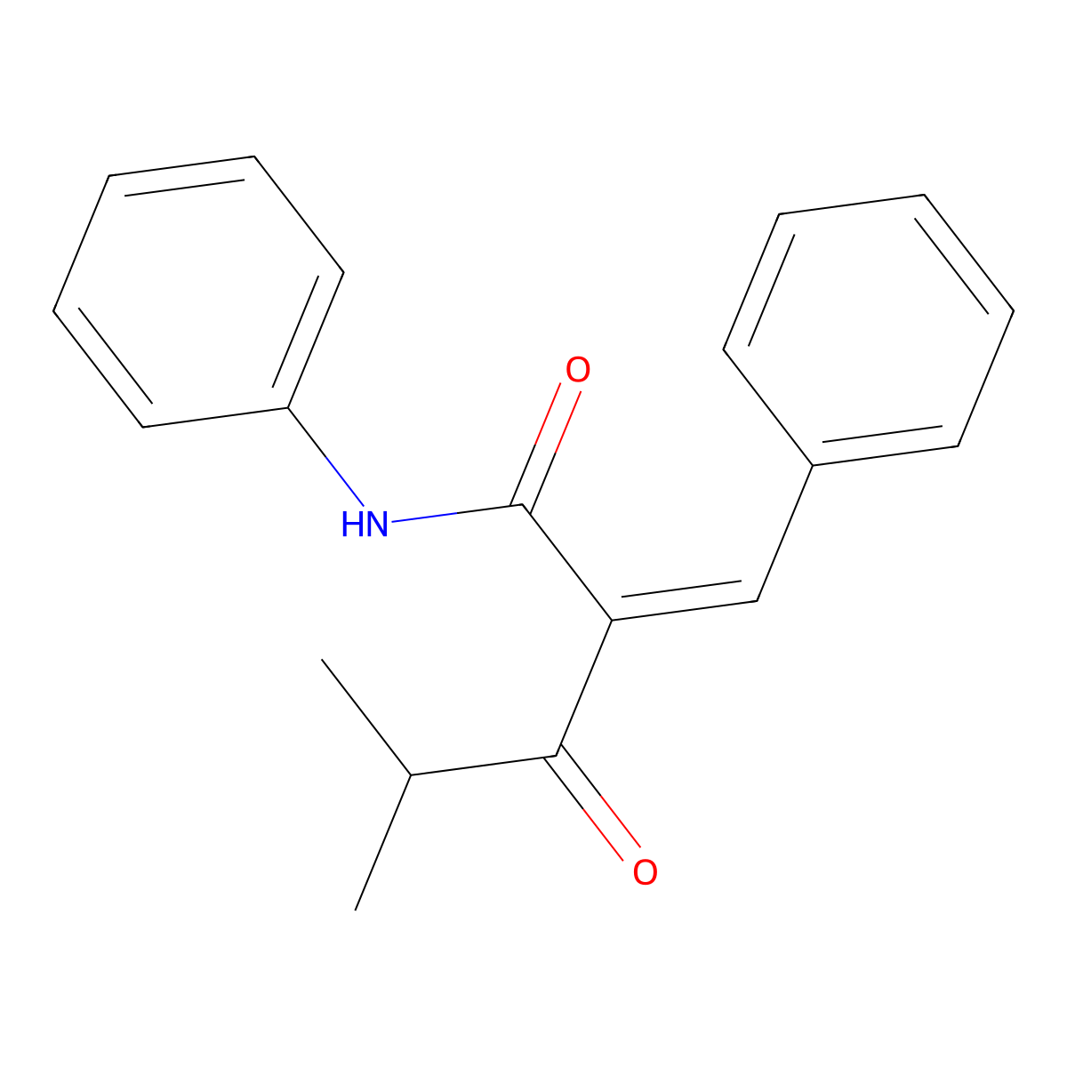 2-Isobutyryl-N-phenyl-3-phenylacrylamide molecular structure, CAS 222320-17-4