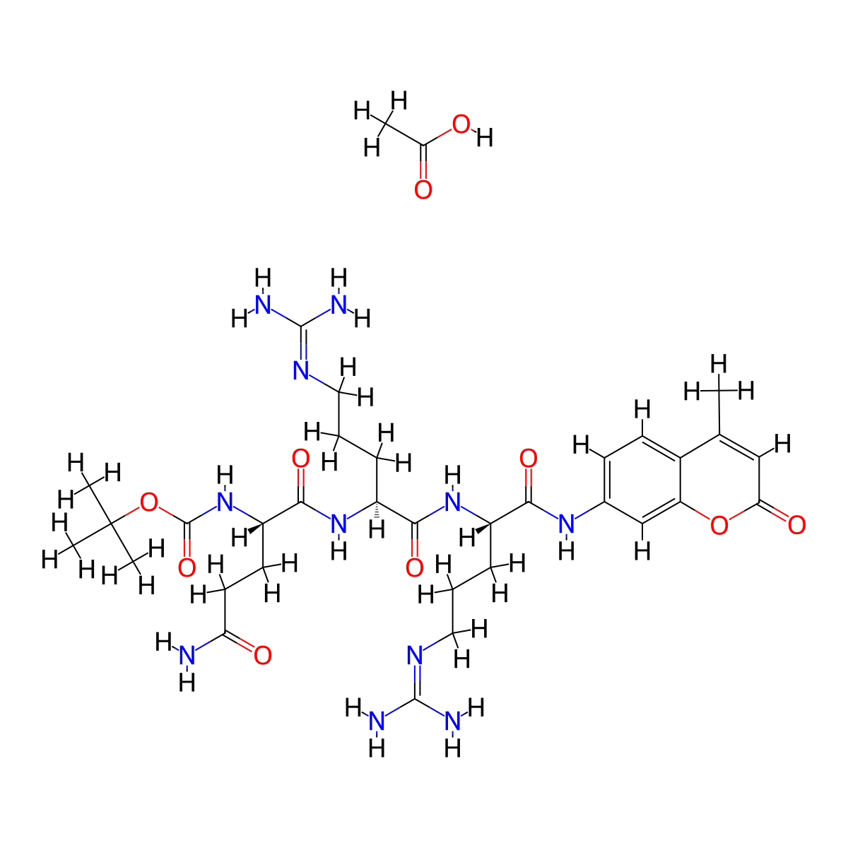 Boc-Gln-Arg-Arg-AMC Acetate molecular structure, CAS 2223665-74-3