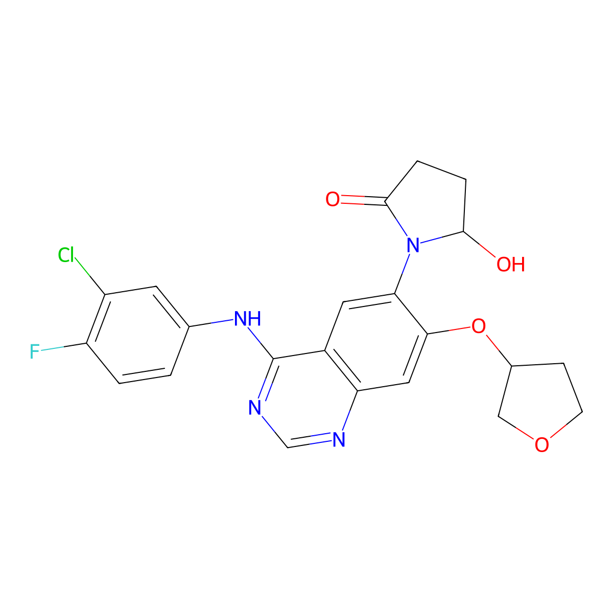 Des-(4-dimethylamino-2-en-1-oxo)butylamino 6-(5-Hydroxy-pyrrolidin-2-on-1-yl) Afatinib molecular structure, CAS 2223677-58-3