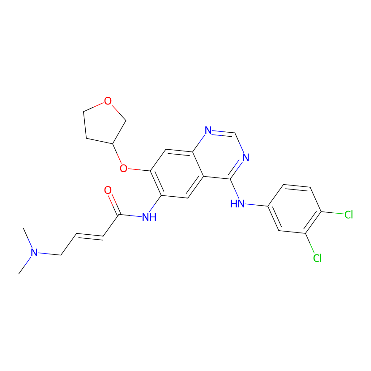 (S,E)-N-(4-((3,4-Dichlorophenyl)amino)-7-((tetrahydrofuran-3-yl)oxy)quinazolin-6-yl)-4-(dimethylamino)but-2-enamide (Afatinib Impurity) molecular structure, CAS 2223677-63-0