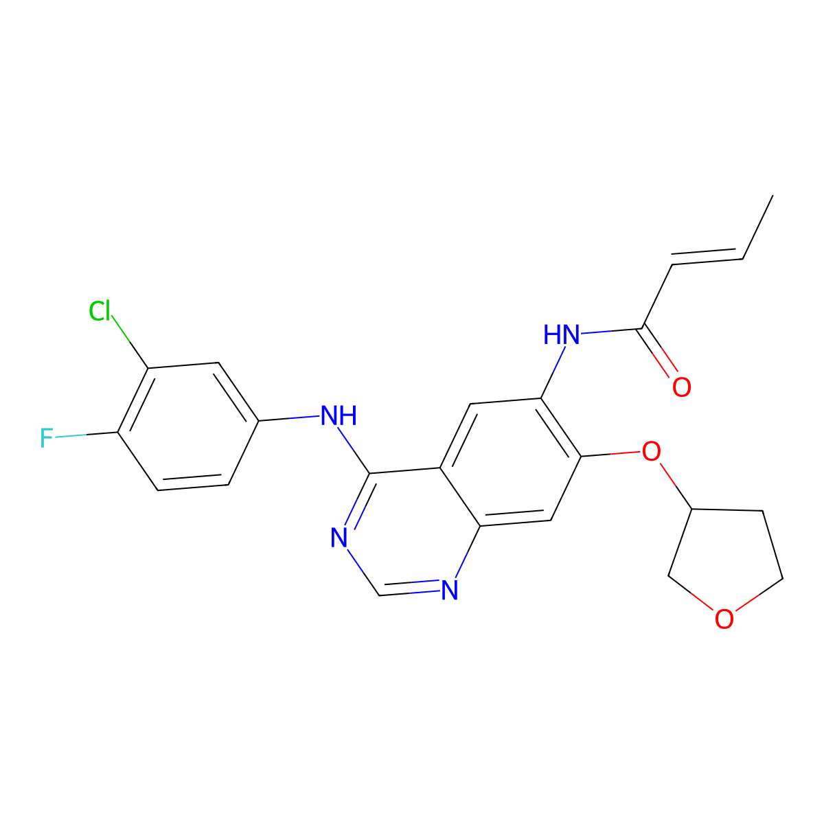 (S,E)-N-(4-((3-Chloro-4-fluorophenyl)amino)-7-((tetrahydrofuran-3-yl)oxy)quinazolin-6-yl)but-2-enamide (Afatinib Impurity) molecular structure, CAS 2223677-64-1