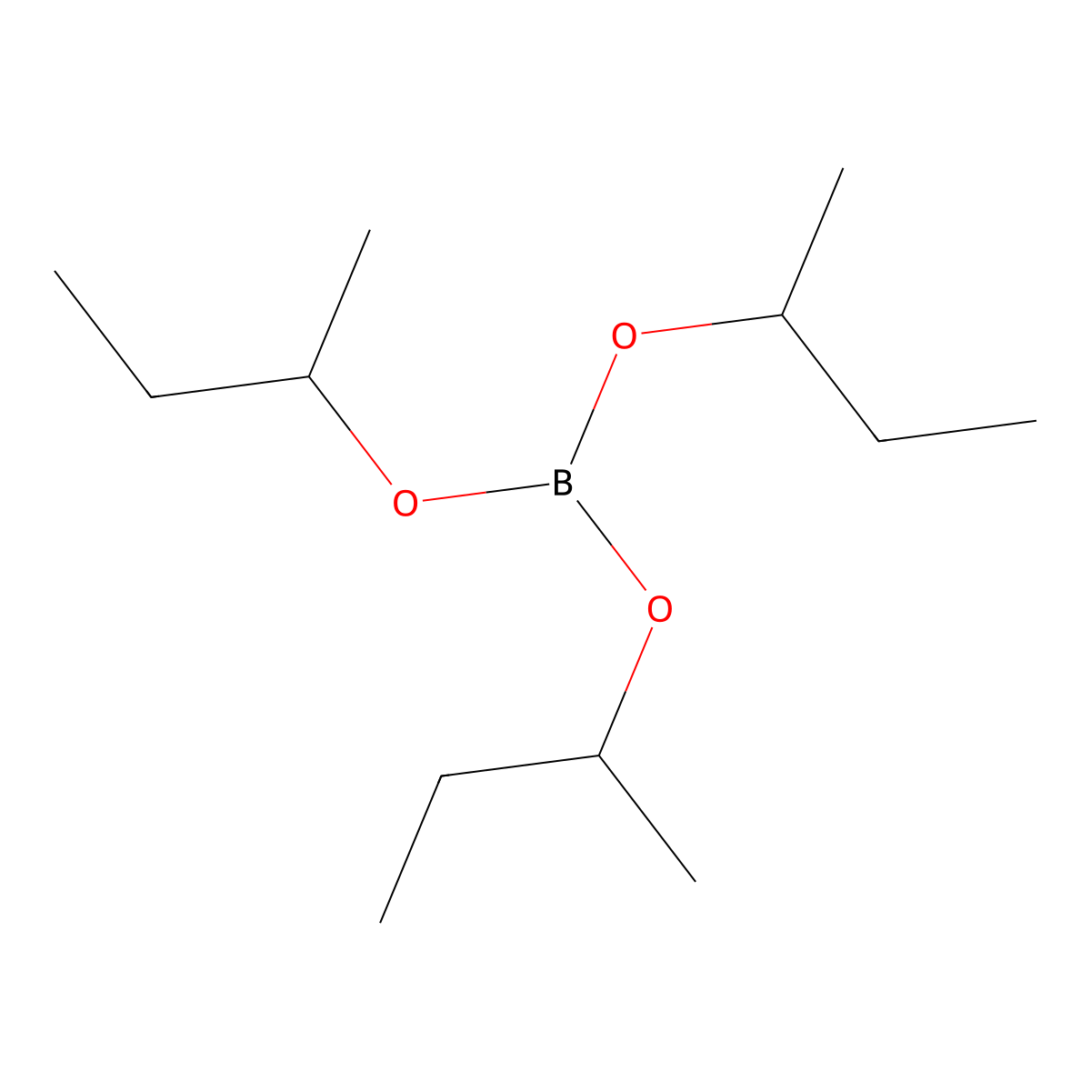 Tris(1-methylpropyl) borate molecular structure, CAS 22238-17-1