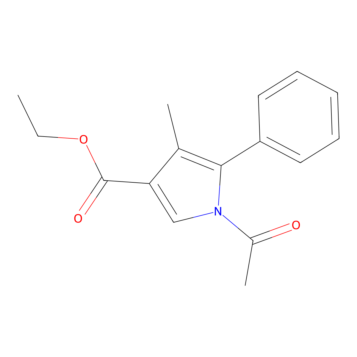 ethyl 1-acetyl-4-methyl-5-phenyl-1H-pyrrole-3-carboxylate molecular structure, CAS 222403-54-5