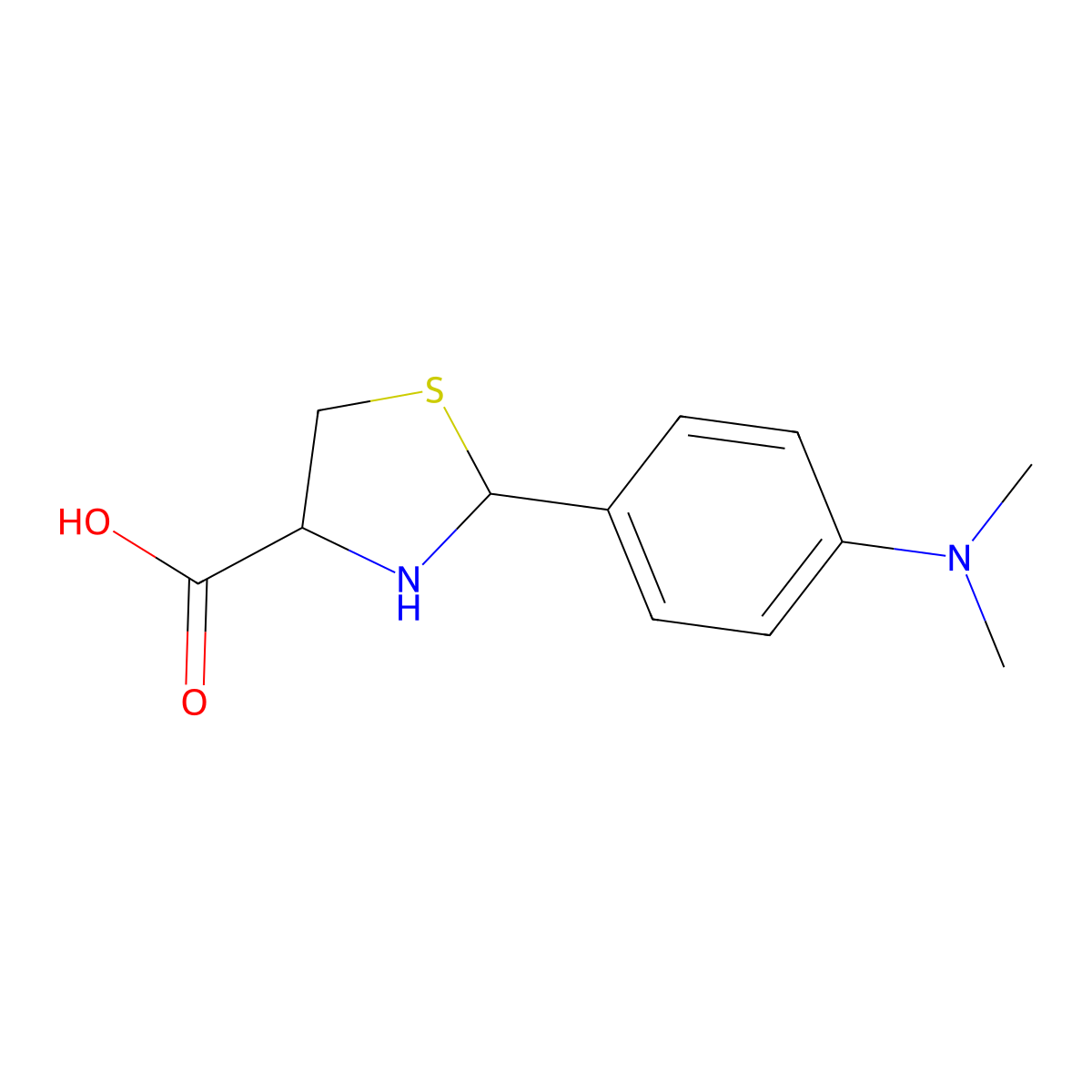 (4R)-2-[4-(dimethylamino)phenyl]-1,3-thiazolidine-4-carboxylic acid molecular structure, CAS 222404-26-4