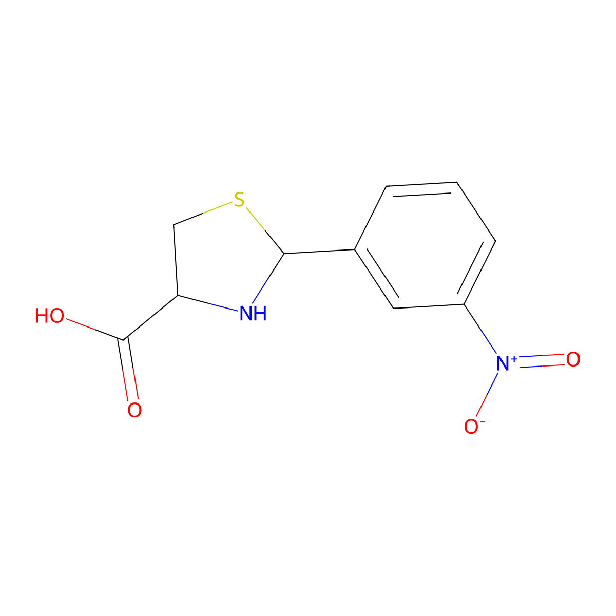 (4R)-2-(3-Nitrophenyl)-4-thiazolidinecarboxylic acid molecular structure, CAS 222404-28-6