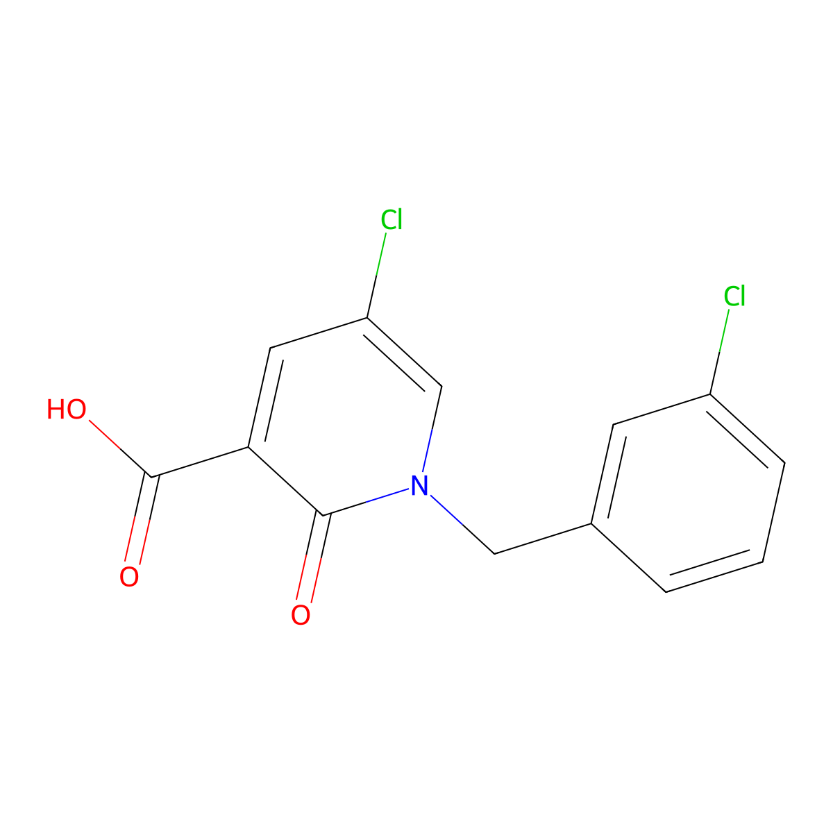 5-Chloro-1-(3-chlorobenzyl)-2-oxo-1,2-dihydro-3-pyridinecarboxylic acid molecular structure, CAS 222414-95-1