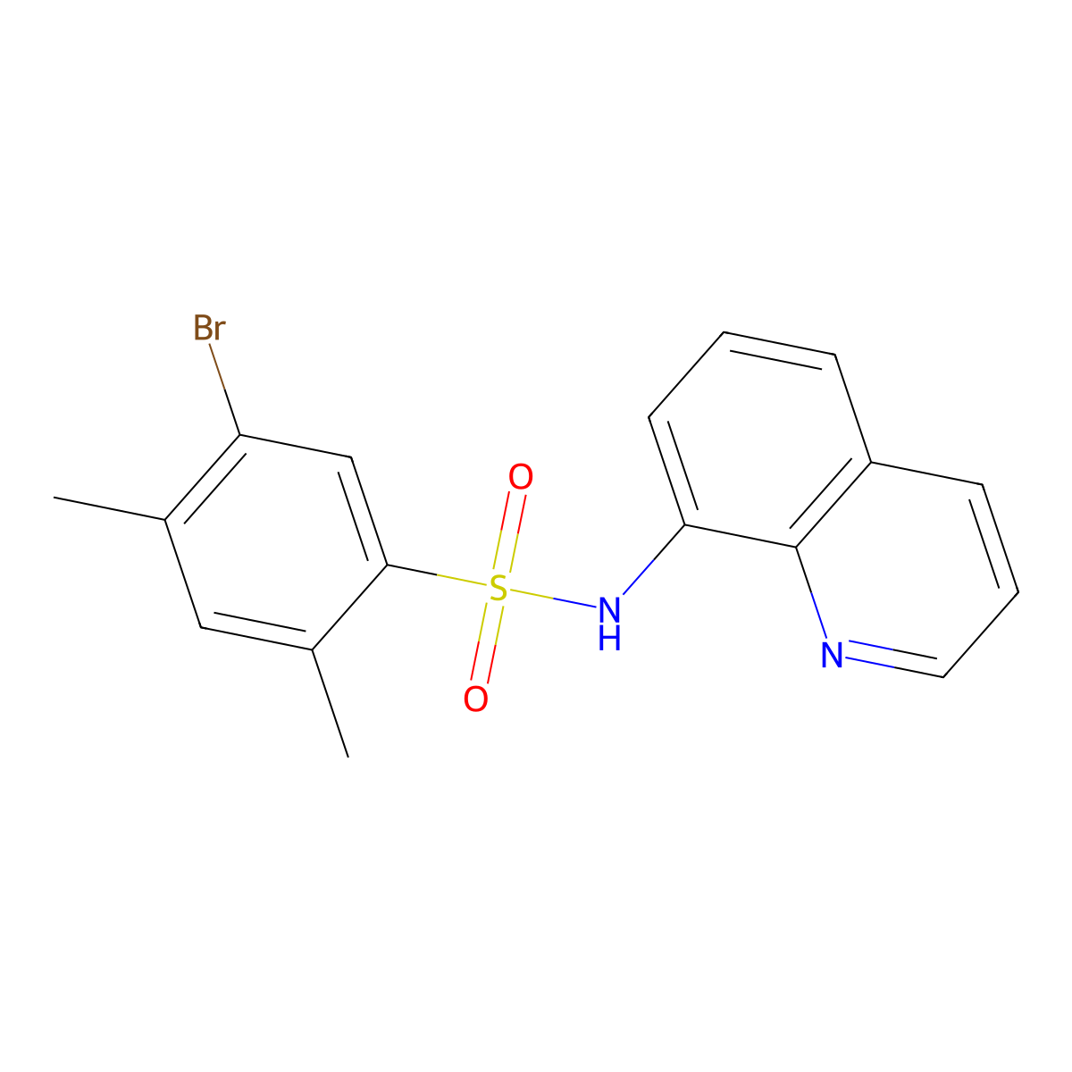 5-bromo-2,4-dimethyl-N-(quinolin-8-yl)benzene-1-sulfonamide molecular structure, CAS 2224218-82-8