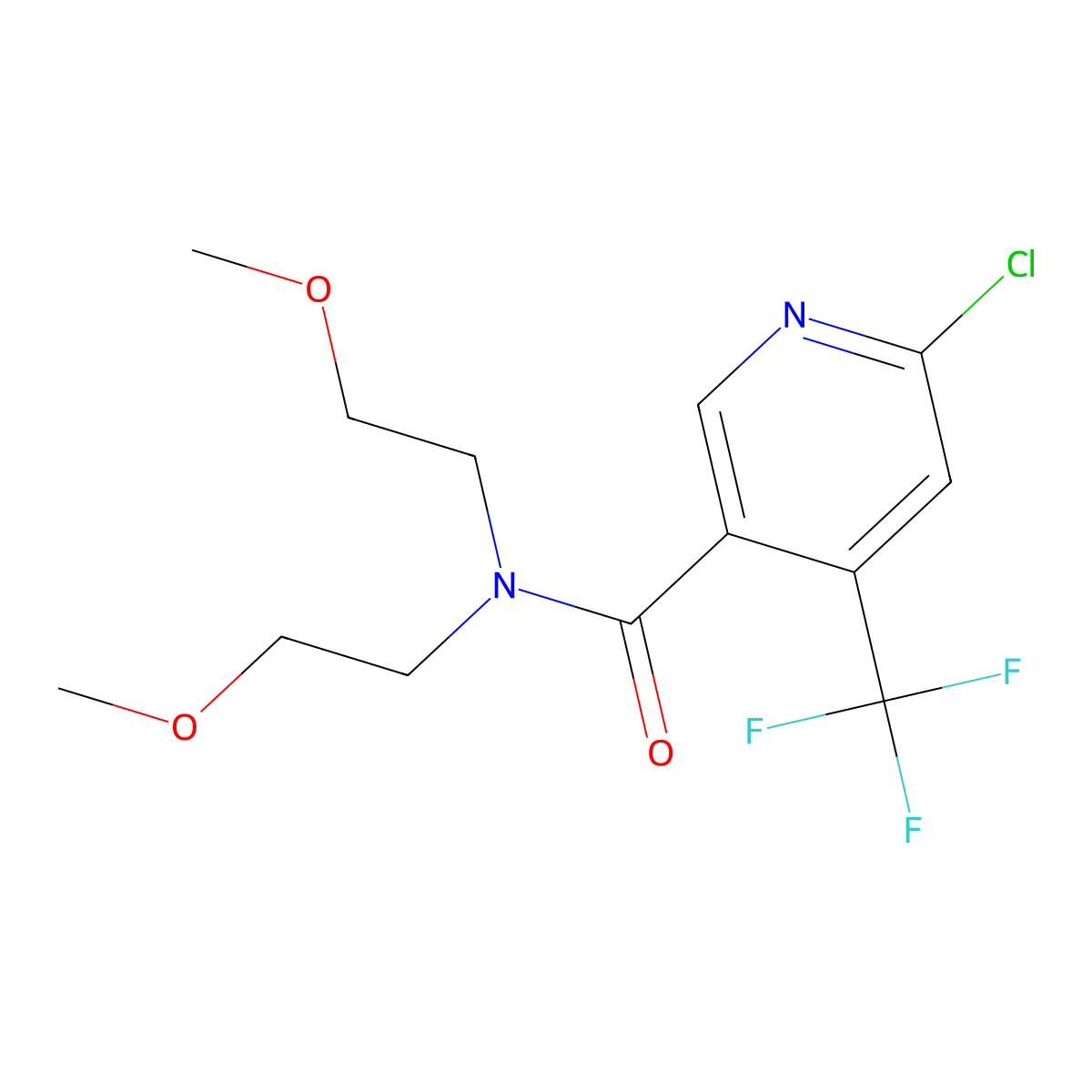 6-Chloro-N,N-bis(2-methoxyethyl)-4-(trifluoromethyl)pyridine-3-carboxamide molecular structure, CAS 2224285-38-3
