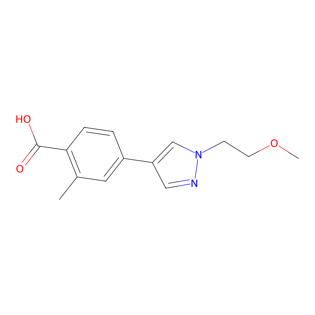 4-(1-(2-Methoxyethyl)-1H-pyrazol-4-yl)-2-methylbenzoic acid molecular structure, CAS 2224297-15-6