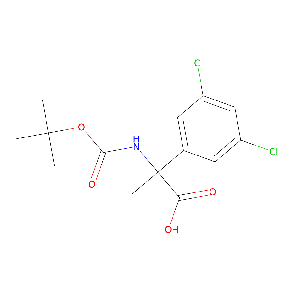 2-{[(Tert-butoxy)carbonyl]amino}-2-(3,5-dichlorophenyl)propanoic acid molecular structure, CAS 2224373-18-4