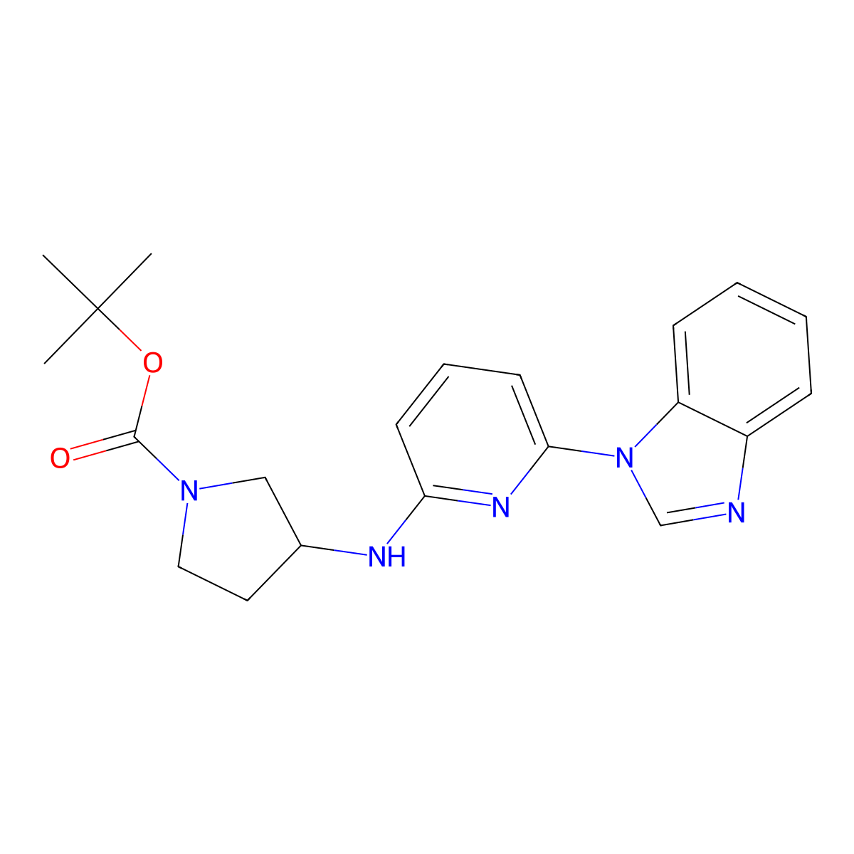 tert-butyl 3-{[6-(1H-1,3-benzodiazol-1-yl)pyridin-2-yl]amino}pyrrolidine-1-carboxylate molecular structure, CAS 2224397-26-4