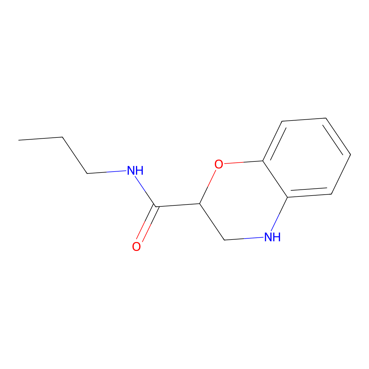 N-propyl-3,4-dihydro-2H-1,4-benzoxazine-2-carboxamide molecular structure, CAS 22244-18-4