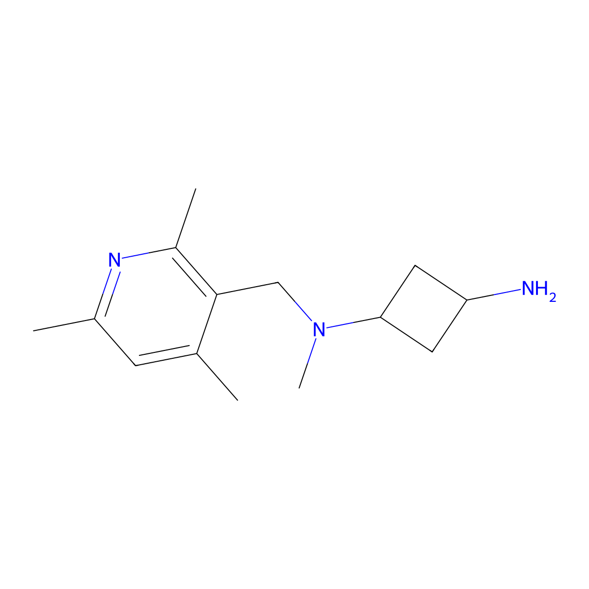 N1-methyl-N1-[(2,4,6-trimethylpyridin-3-yl)methyl]cyclobutane-1,3-diamine molecular structure, CAS 2224400-46-6