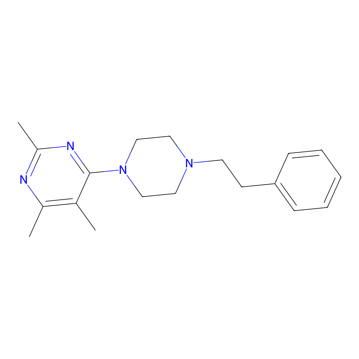 2,4,5-Trimethyl-6-[4-(2-phenylethyl)piperazin-1-yl]pyrimidine molecular structure, CAS 2224415-28-3