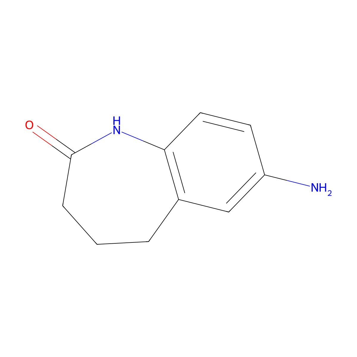 7-amino-2,3,4,5-tetrahydro-1H-1-benzazepin-2-one molecular structure, CAS 22245-92-7