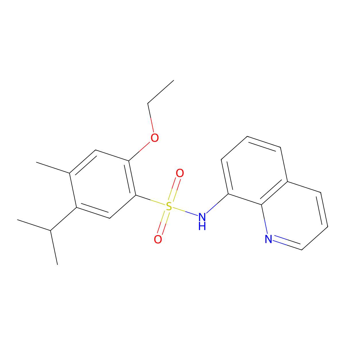 2-ethoxy-4-methyl-5-(propan-2-yl)-N-(quinolin-8-yl)benzene-1-sulfonamide molecular structure, CAS 2224501-55-5