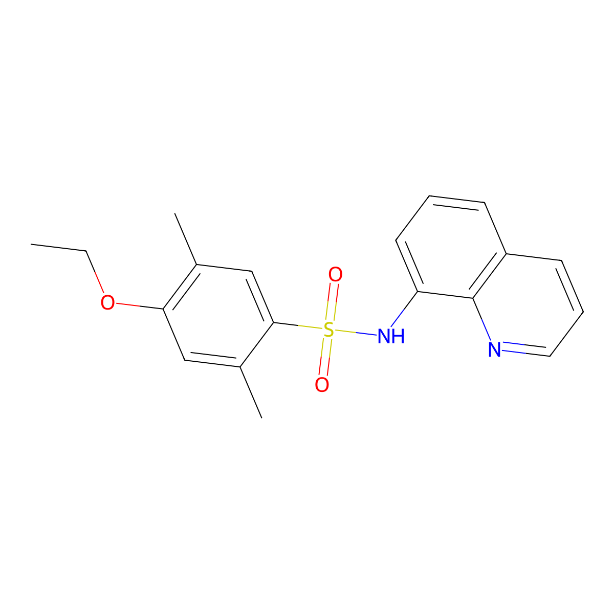 4-ethoxy-2,5-dimethyl-N-(quinolin-8-yl)benzene-1-sulfonamide molecular structure, CAS 2224501-67-9