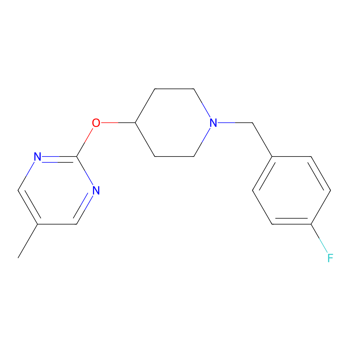 2-({1-[(4-Fluorophenyl)methyl]piperidin-4-yl}oxy)-5-methylpyrimidine molecular structure, CAS 2224507-07-5