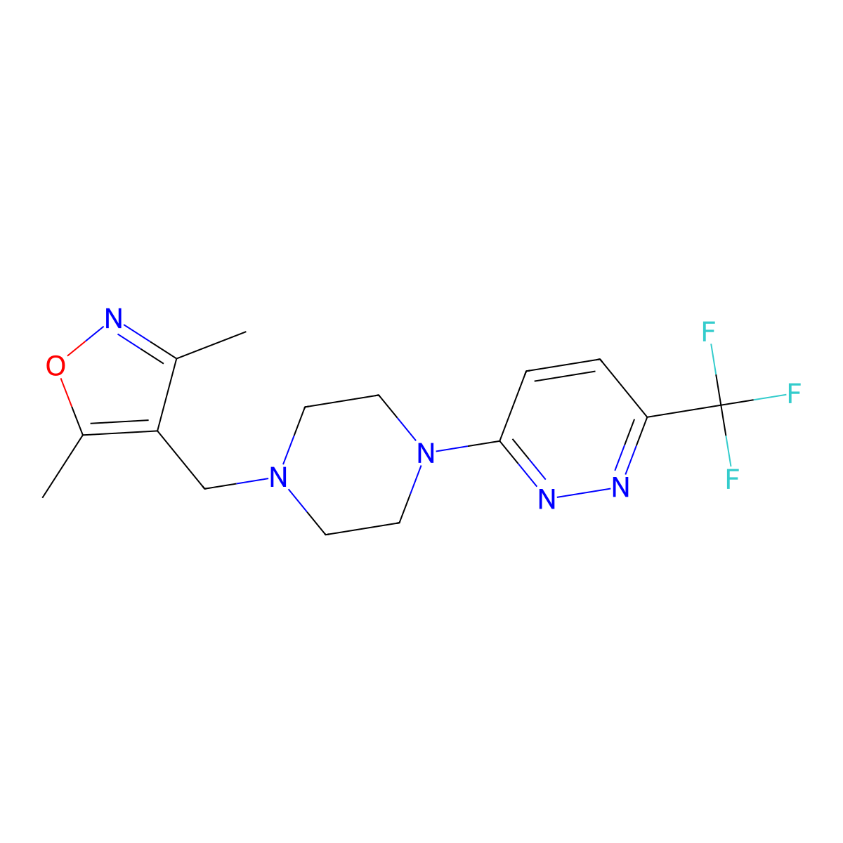 3-{4-[(3,5-Dimethyl-1,2-oxazol-4-yl)methyl]piperazin-1-yl}-6-(trifluoromethyl)pyridazine molecular structure, CAS 2224514-17-2