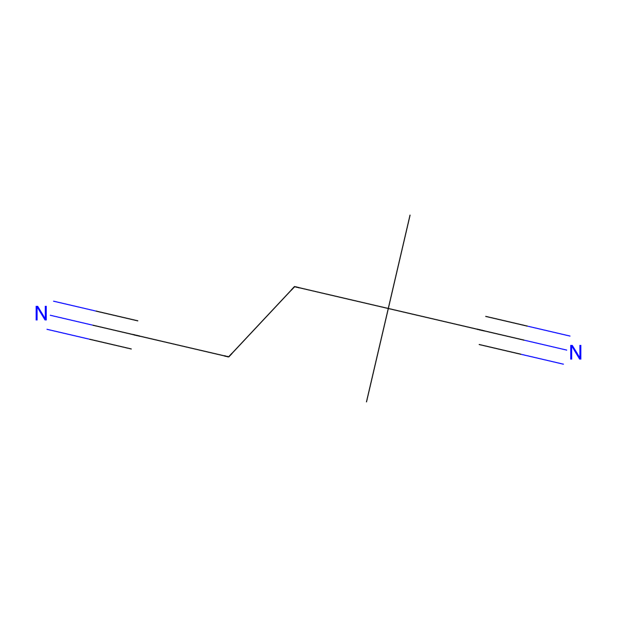 2,2-Dimethylpentanedinitrile molecular structure, CAS 22247-63-8
