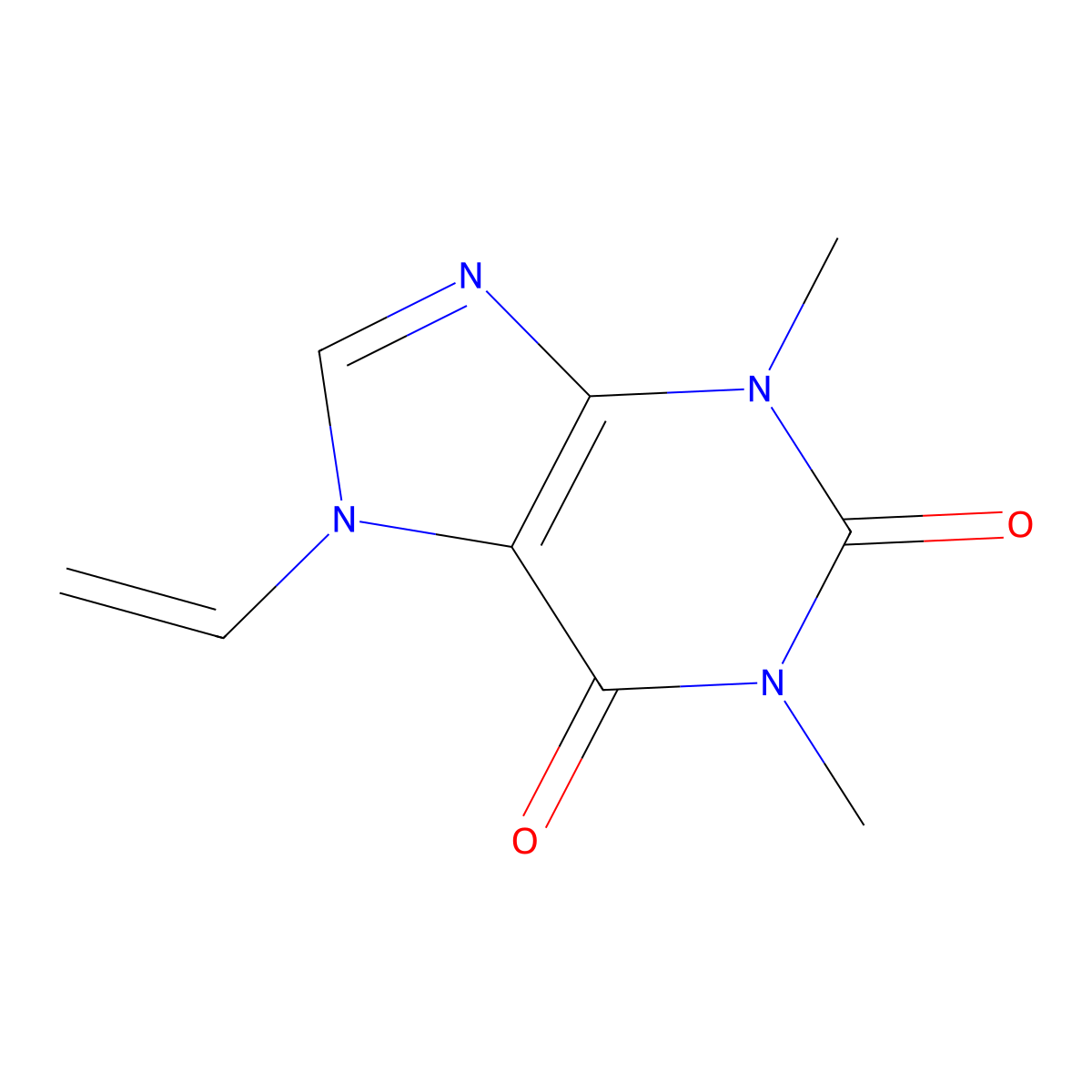 1H-Purine-2,6-dione, 7-ethenyl-3,7-dihydro-1,3-dimethyl- molecular structure, CAS 22247-84-3