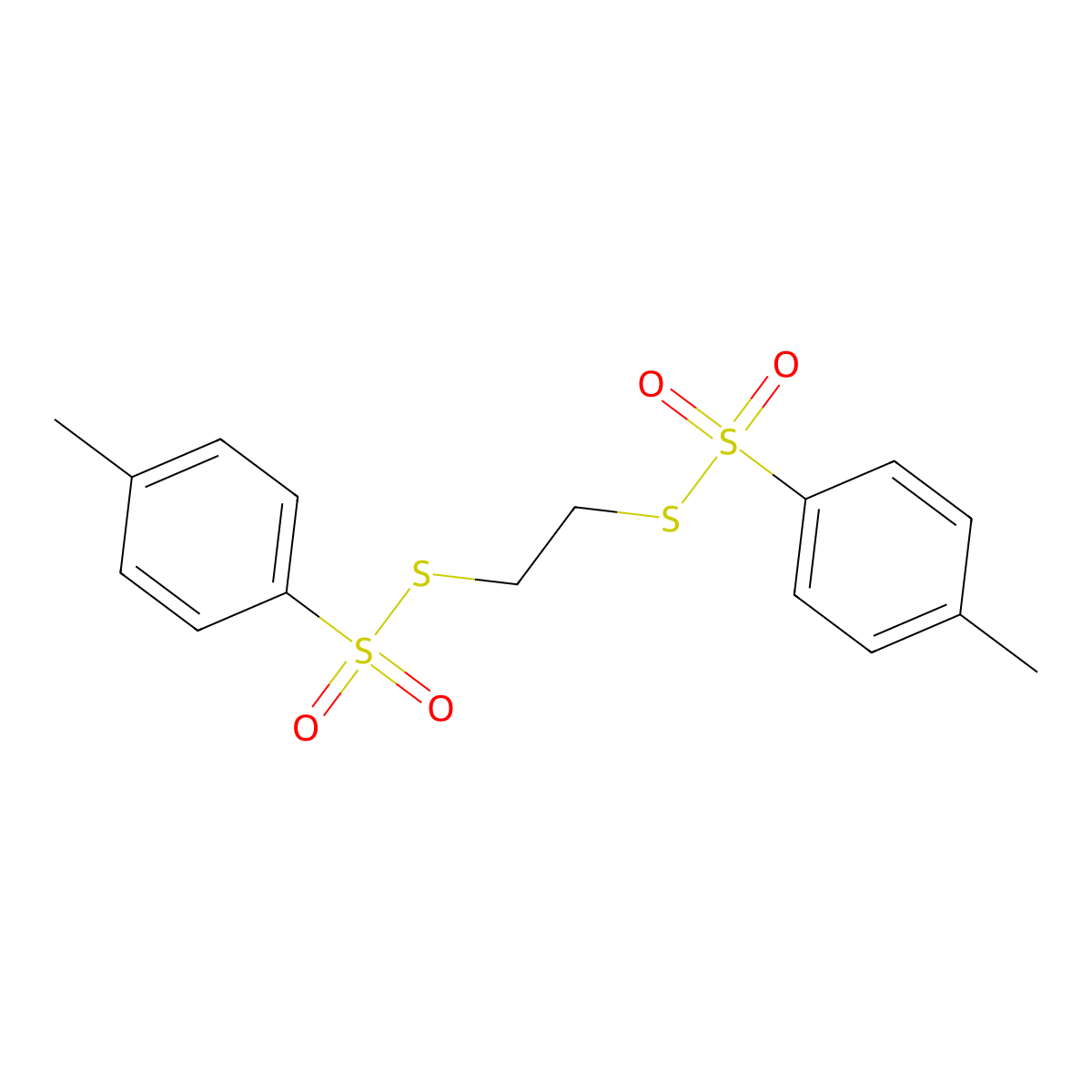 Benzenesulfonothioic acid, 4-methyl-, S1,S1'-1,2-ethanediyl ester molecular structure, CAS 2225-23-2