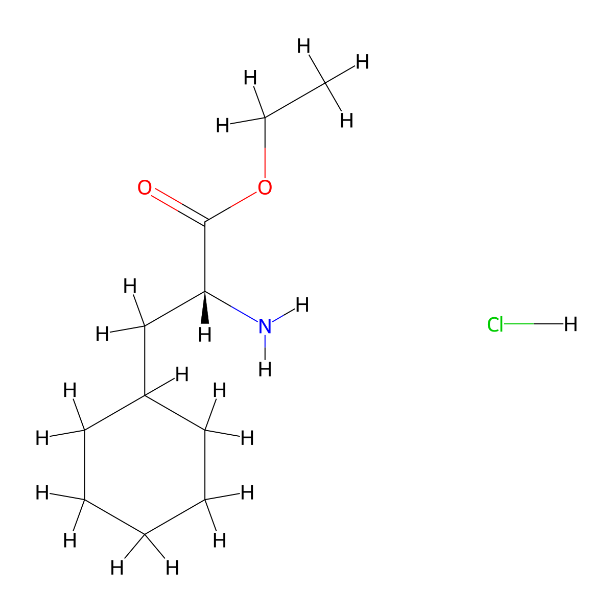 ethyl (2R)-2-amino-3-cyclohexylpropanoate hydrochloride molecular structure, CAS 2225126-65-6