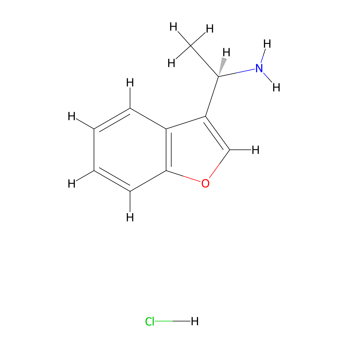 (1R)-1-(1-benzofuran-3-yl)ethan-1-amine hydrochloride molecular structure, CAS 2225126-67-8